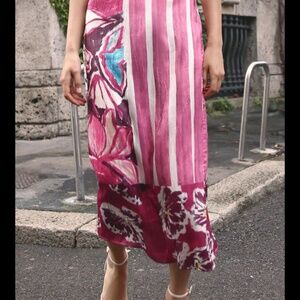 Zara Printed Satin Effect Midi Skirt